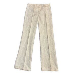 Blanco Women’s Solid White Floral Print Mid Rise Pants Medium